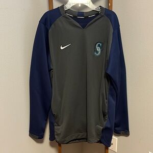 Seattle Mariners Nike Dark Gray and Navy Athletic Pullover